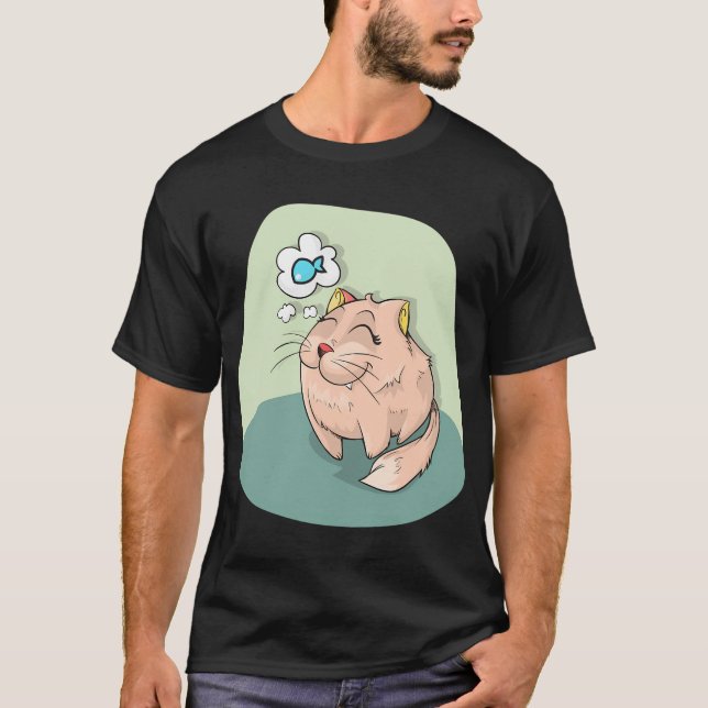 Cat Thinking About Fish T-Shirt (Front)