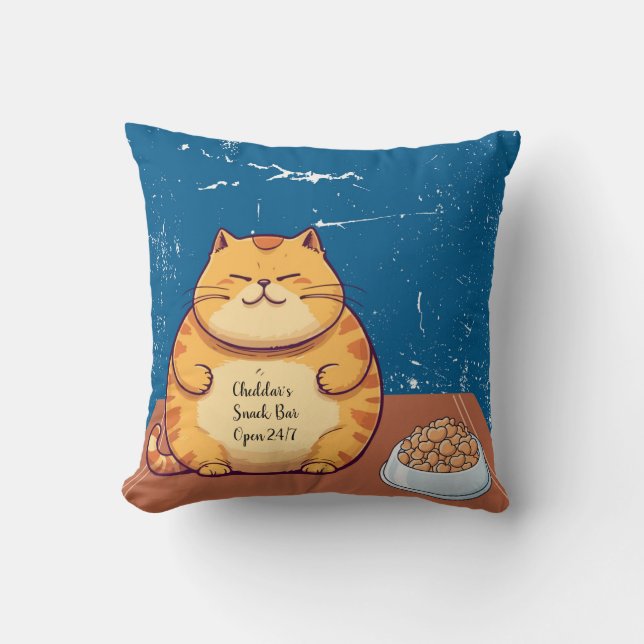 Cat Throw Pillow, 16" x 16" Orange Cat  Cushion (Front)