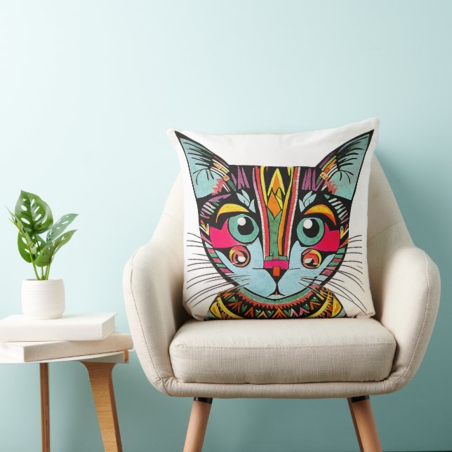 cat Throw Pillow, cat lovers Throw Pillow   (Chair)