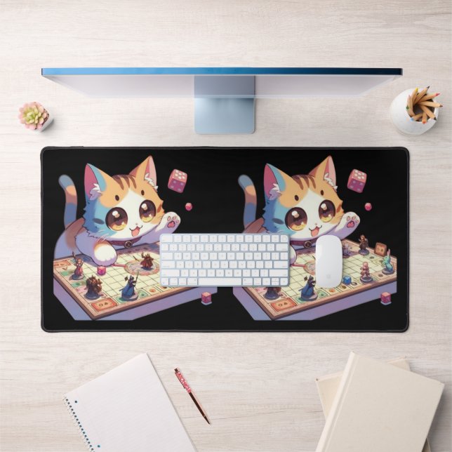 Cat Throwing Dice Tabletop Game Desk Mat (Office 1)