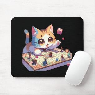 Cat Throwing Dice Tabletop Game Mouse Mat