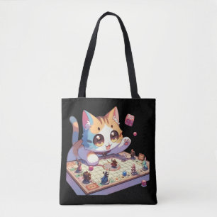 Cat Throwing Dice Tabletop Game Tote Bag