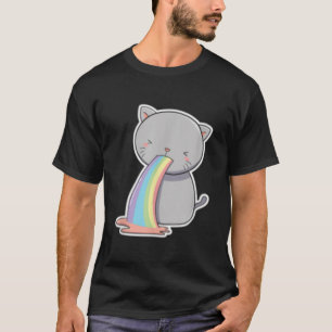 Cat Throwing Up Rainbow Funny Vomiting Kitty Lover T-Shirt