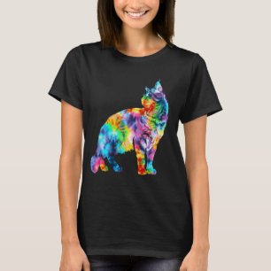 Cat Tie Dye Colourful Pretty Feline T-Shirt