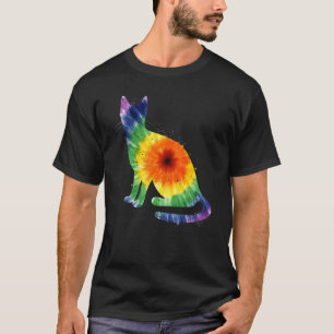 Cat Tie Dye Colourful Rainbow Kitten Hippie Cat T-Shirt