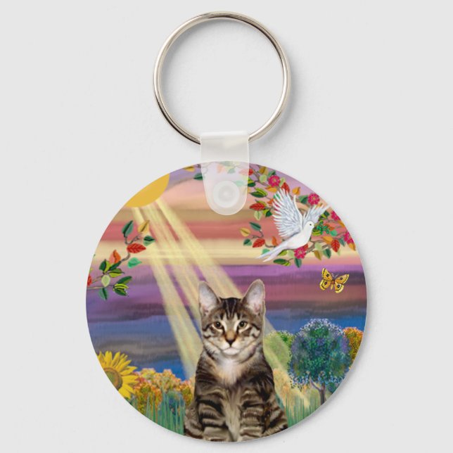 Cat (Tiger) - Autumn Sun Key Ring (Front)