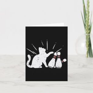 Cat Tipping Bowling Pins Fun Bowler Girls Kids Tod Card