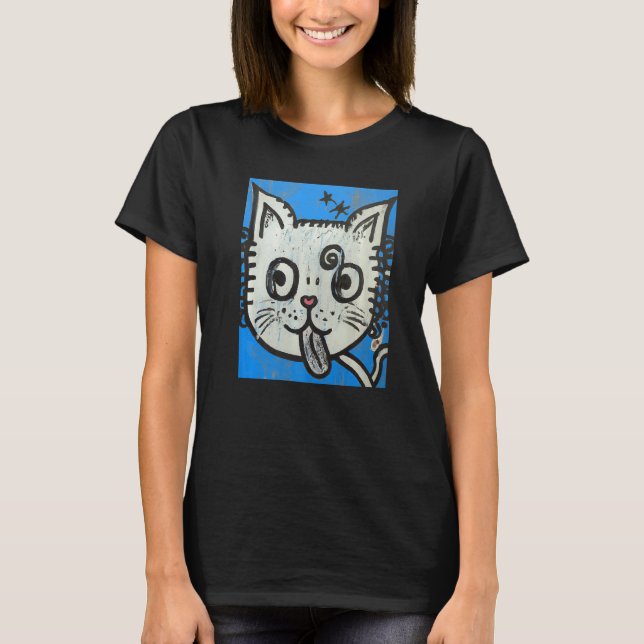 Cat tongue out hilarious kitten T-Shirt (Front)