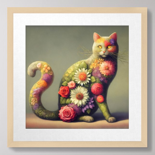Cat Topiary, Flowers on a Cat, Organic Cat Poster (Creator Uploaded)