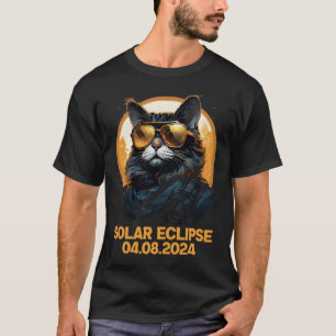 Cat Total Solar Eclipse April 8 2024 Astronomy   T-Shirt