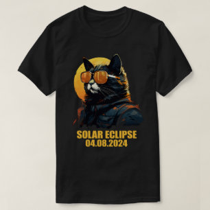Cat Total Solar Eclipse April 8 2024 Astronomy T-Shirt