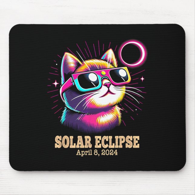 Cat Total Solar Eclipse April 8  Mouse Mat (Front)