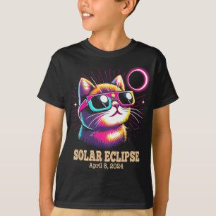 Cat Total Solar Eclipse April 8 T-Shirt