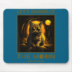 Cat Total Solar Eclipse Embrace Illustration Mouse Mat