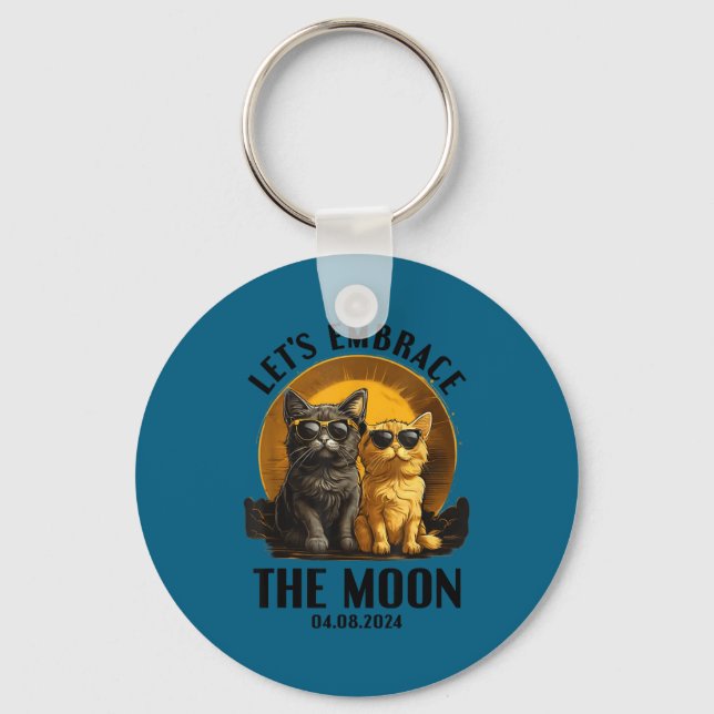 Cat Total Solar Eclipse Embrace Key Ring (Front)