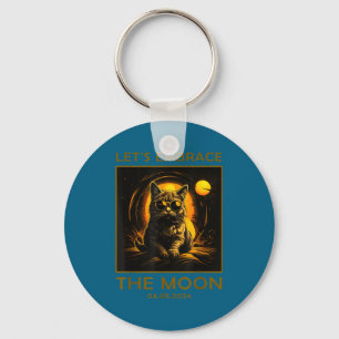 Cat Total Solar Eclipse Embrace Key Ring