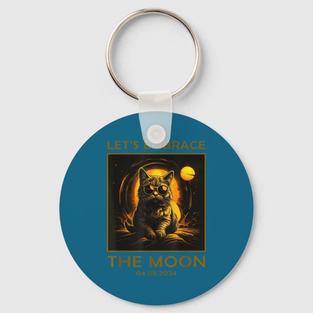 Cat Total Solar Eclipse Embrace Key Ring (Front)