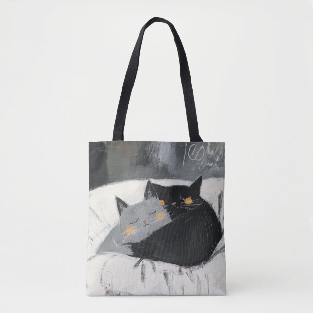 Cat Tote Bag, hand drawing, lovely illustration Bag (Front)
