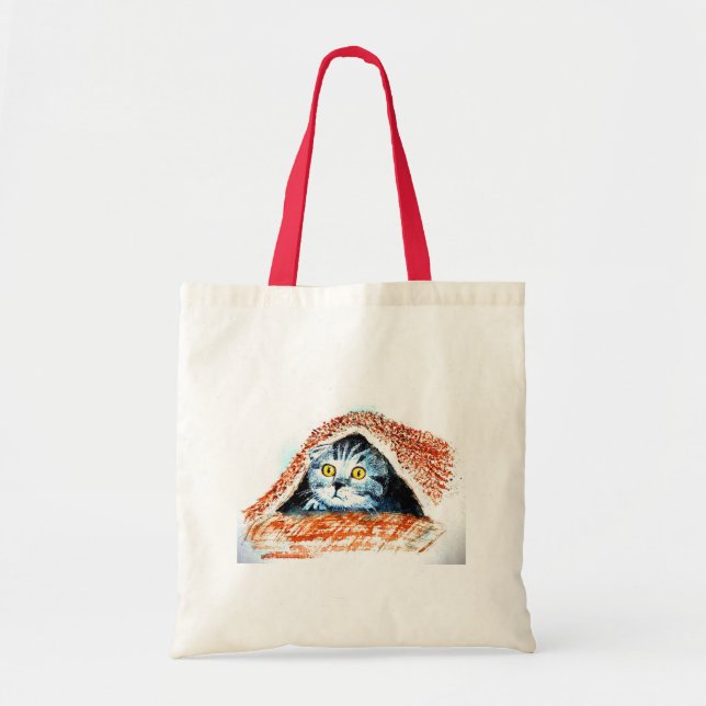 Cat tote bag, shopping bag, a timid kitten (Front)