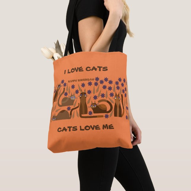 CAT TOTE FOR BIRTHDAY PRESENT FOR YOUR LOVED ONE (Close Up)