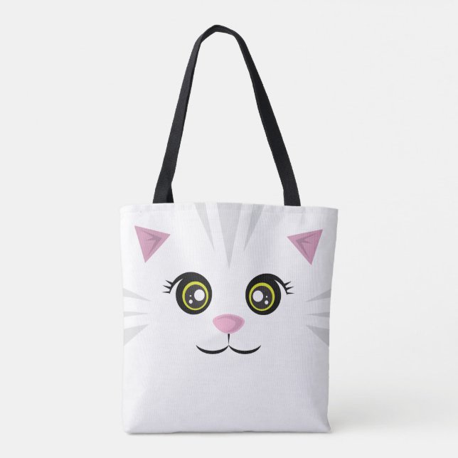 Cat Tote - Grey Stripes Bag (Back)