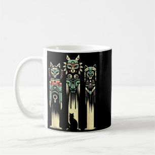 Cat Totem Spirits - Vintage Spooky Cat Halloween Coffee Mug