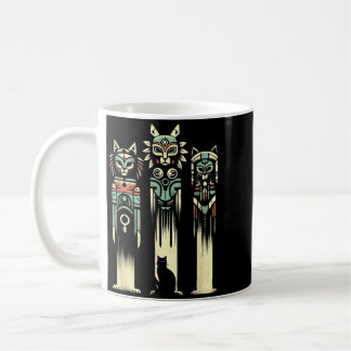 Cat Totem Spirits - Vintage Spooky Cat Halloween Coffee Mug