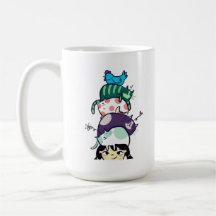 Cat Tower Life Cute Cat Stack Art Coffee Mug