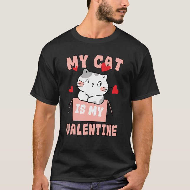 Cat Toy Valentine's Day Heart Balloon Box Her For  T-Shirt (Front)