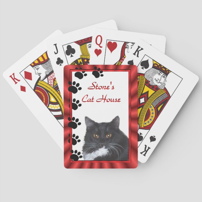 Cat Tracks Playing Cards - personalise (Back)