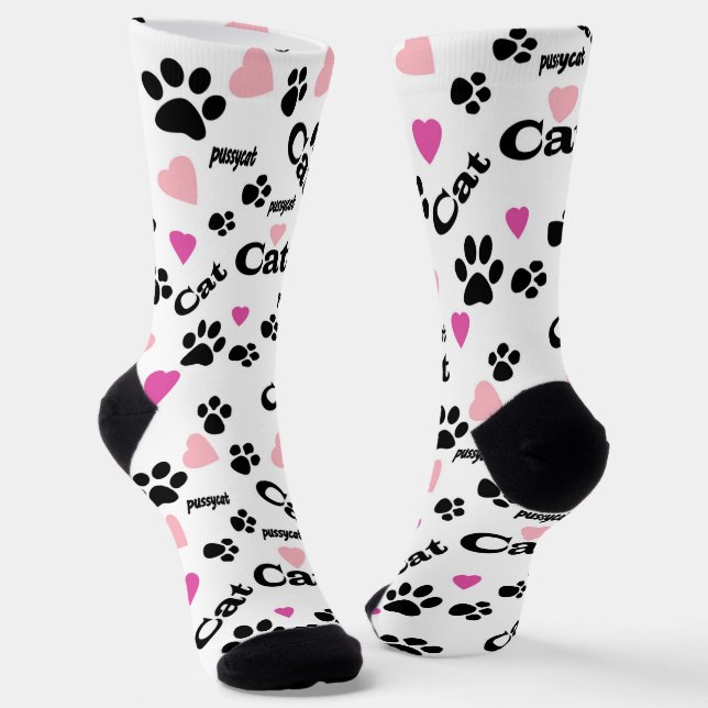 Cat tracks, trail, cat, animals socks (Angled)