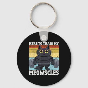 Cat Train My Meowscles Funny Gym Workout Cat Women Key Ring
