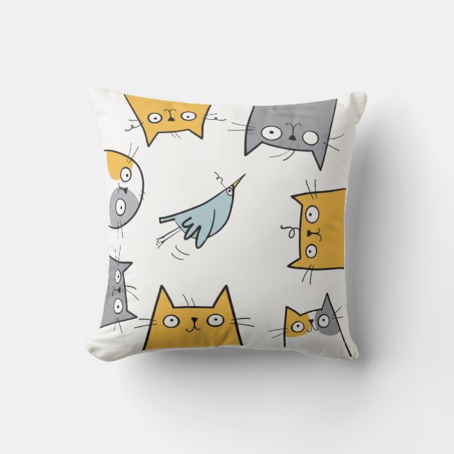 Cat Trap Funny Cute Chaos Cat Art Cushion (Front)
