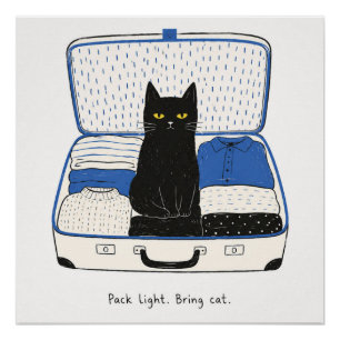 cat travel humour poster