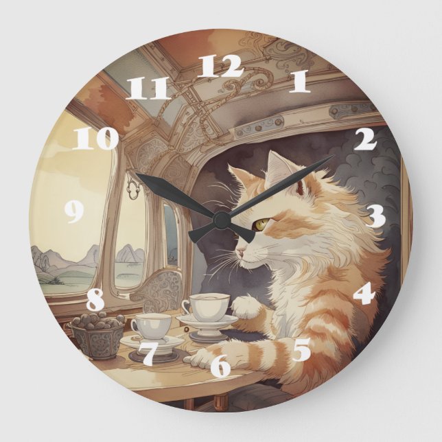 Cat Traveller  Large Clock (Front)
