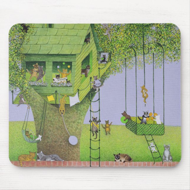 Cat Tree House Mouse Mat (Front)
