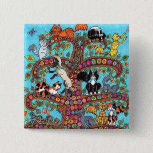 Cat Tree of Life 2 15 Cm Square Badge