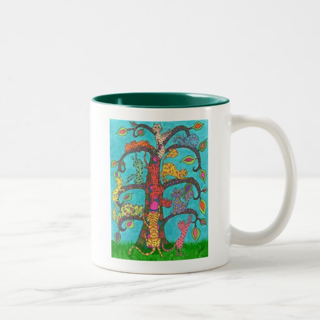 Cat Tree of Life Two-Tone Coffee Mug (Right)