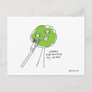 cat tree postcard