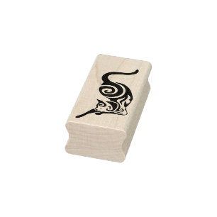 Cat Tribal Domestic Feline Stretch Rubber Stamp