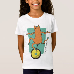 Cat Trick Funny Tabby Cat Riding a Unicycle T-Shirt
