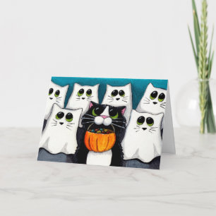 Cat Trick or Treat Halloween Card