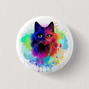 Cat Trippy Psychedelic Pop Art  3 Cm Round Badge