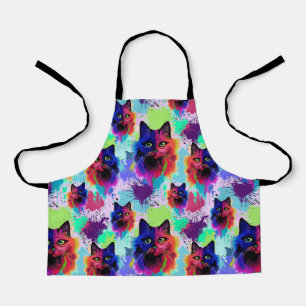 Cat Trippy Psychedelic Pop Art  Apron