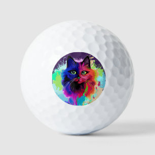 Cat Trippy Psychedelic Pop Art Golf Balls