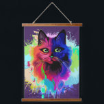 Cat Trippy Psychedelic Pop Art  Hanging Tapestry<br><div class="desc">Psychedelic Trippy Pop Art Cat Portrait on Colorful Paint Splatters. Original Vector IllustrationCopyright BluedarkArt TheChameleonArt.</div>