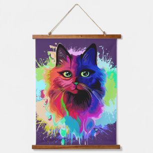 Cat Trippy Psychedelic Pop Art  Hanging Tapestry