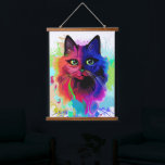 Cat Trippy Psychedelic Pop Art  Hanging Tapestry<br><div class="desc">Psychedelic Trippy Pop Art Cat Portrait on Colorful Paint Splatters. Original Vector IllustrationCopyright BluedarkArt TheChameleonArt.</div>