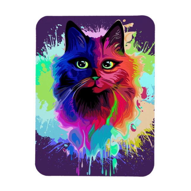 Cat Trippy Psychedelic Pop Art  Magnet (Vertical)