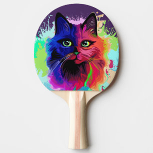 Cat Trippy Psychedelic Pop Art  Ping Pong Paddle